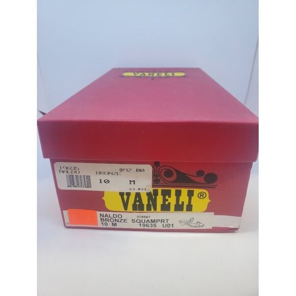 Vaneli Bronze Snakeprint Square Toe Sandals With Rhinestone Accents Size 10M - Picture 3 of 8